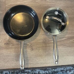 GreenPan™ Premiere Max Stainless-Steel Ceramic Nonstick Fry Pans and saucepan